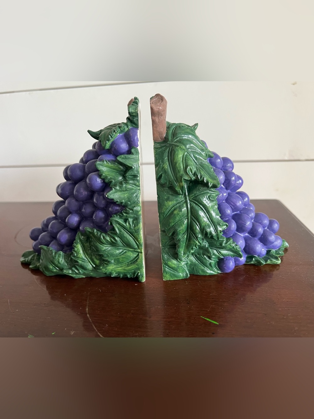 Vintage plastic Grape Book-ends‎ Bright Fruit Statement Piece